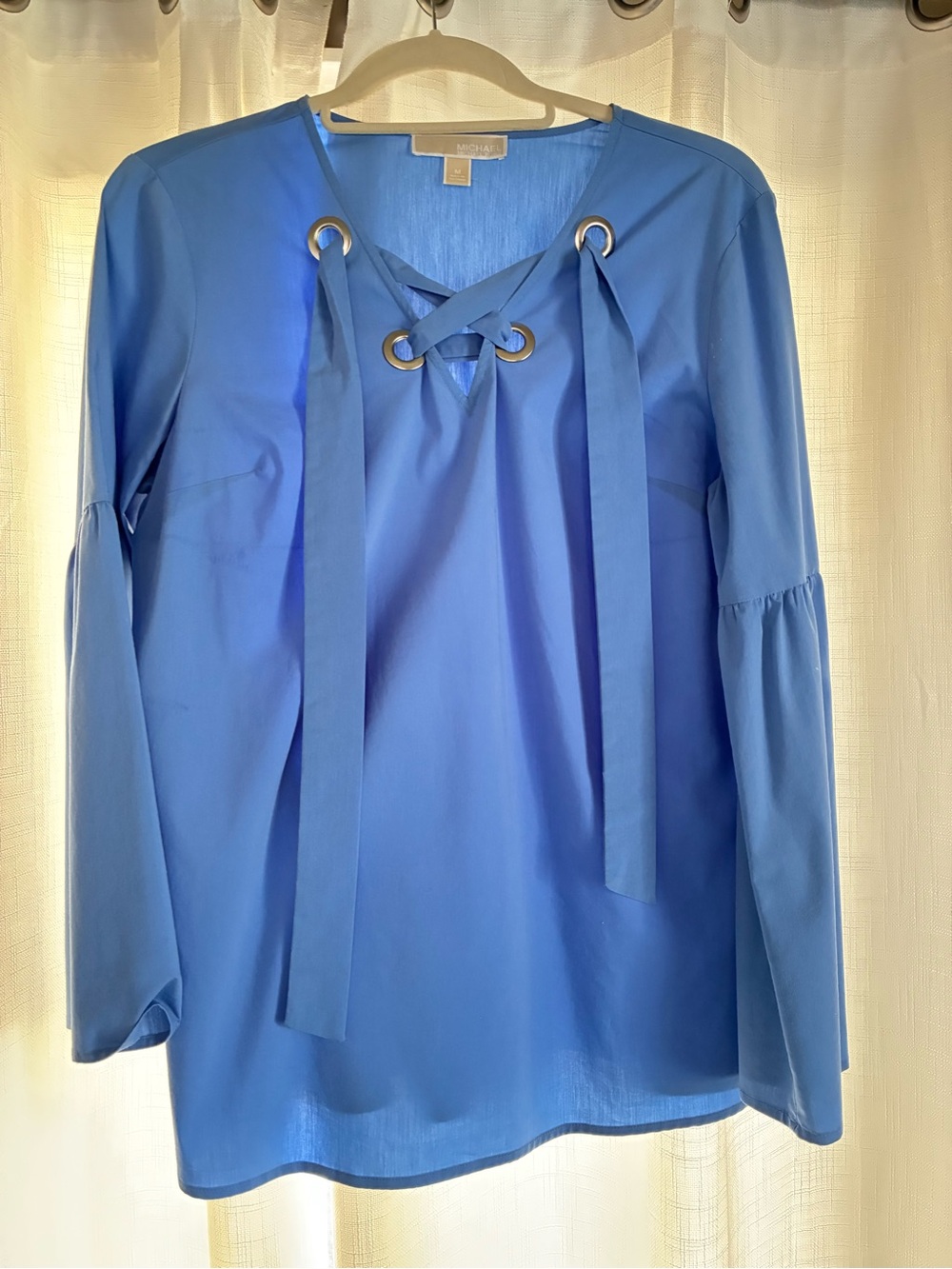 MICHAEL Michael Kors Royal Blue Lace-Up Bell Sleeve Blouse